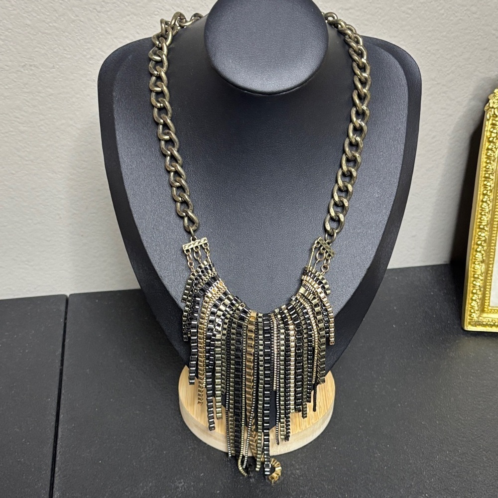 Lane Bryant Gold and Black Statement Necklace